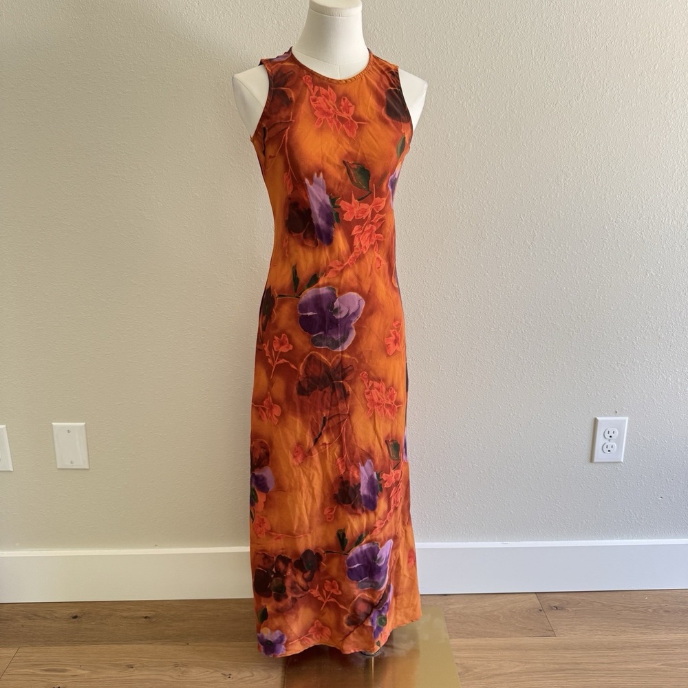 Vintage 90s Y2K Floral Maxi Slip Dress Sz XS Whimsigoth Fairy Grunge Sleeveless